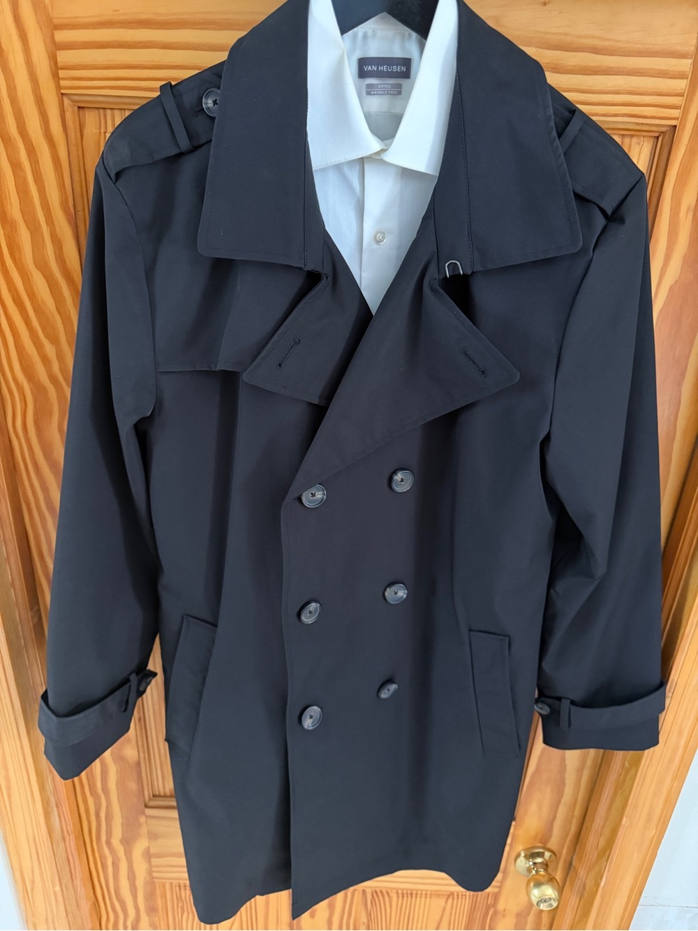 Vintage Black Double-Breasted Trench Coat